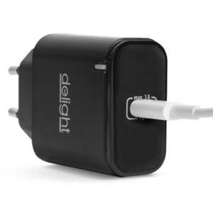 Delight h&aacute;l&oacute;zati adapter Type-C PD20W gyorst&ouml;ltő fekete