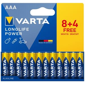 VARTA Longlife Power AAA mikro alk&aacute;li elem 12db (8+4)