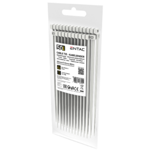 Entac K&aacute;belk&ouml;tegelő 2.5mmx200mm Feh&eacute;r 50db/csomag