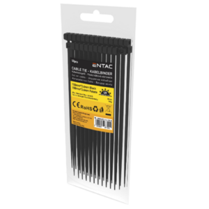 Entac K&aacute;belk&ouml;tegelő 3.6mmx150mm Fekete 50db/csomag