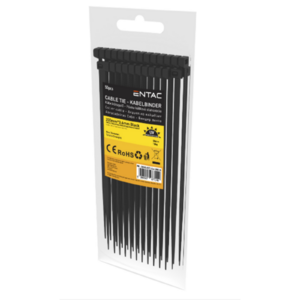 Entac K&aacute;belk&ouml;tegelő 3.6mmx200mm Fekete 50db/csomag
