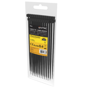 Entac K&aacute;belk&ouml;tegelő 4.8mmx200mm Fekete 50db/csomag